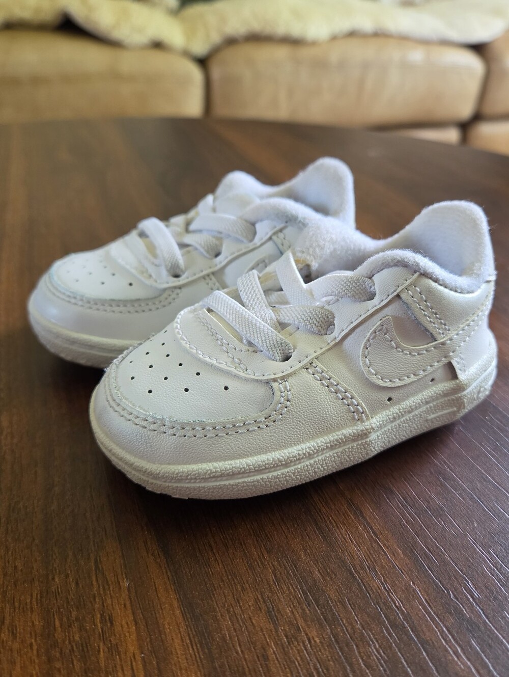 Nike Air Force 1 Crib Shoes – Triple White Size 3C Baby Unisex Boy Girl - Picture 2 of 9